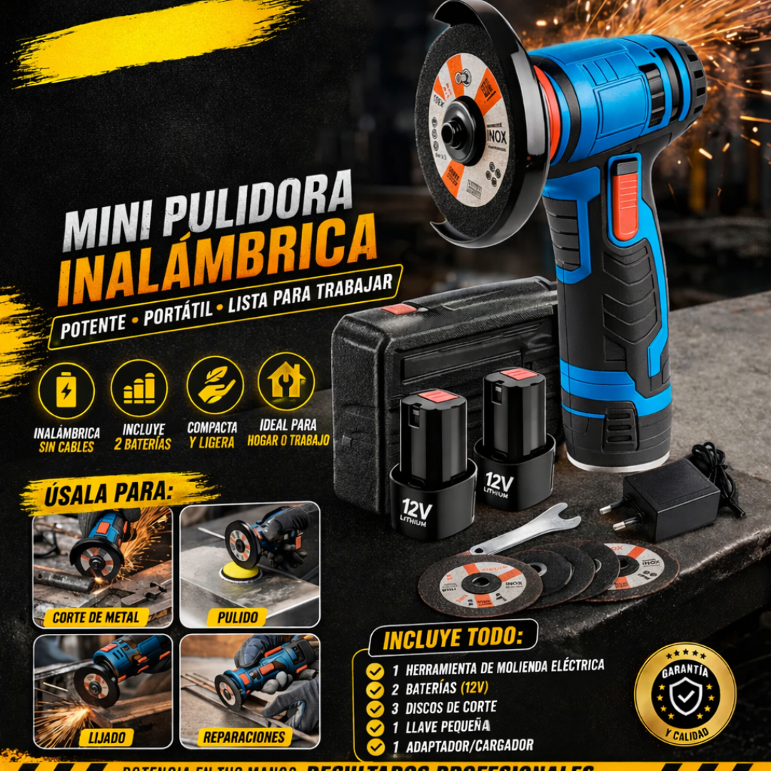 Esmeril Inalámbrico 12V - Maletín + Discos - Últimas Unidades