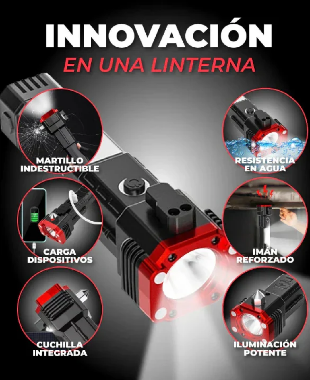 *PAGA 1 y LLÉVATE 2* Linterna Indestructible Súper Potente 6 en 1 PowerLUMEN™