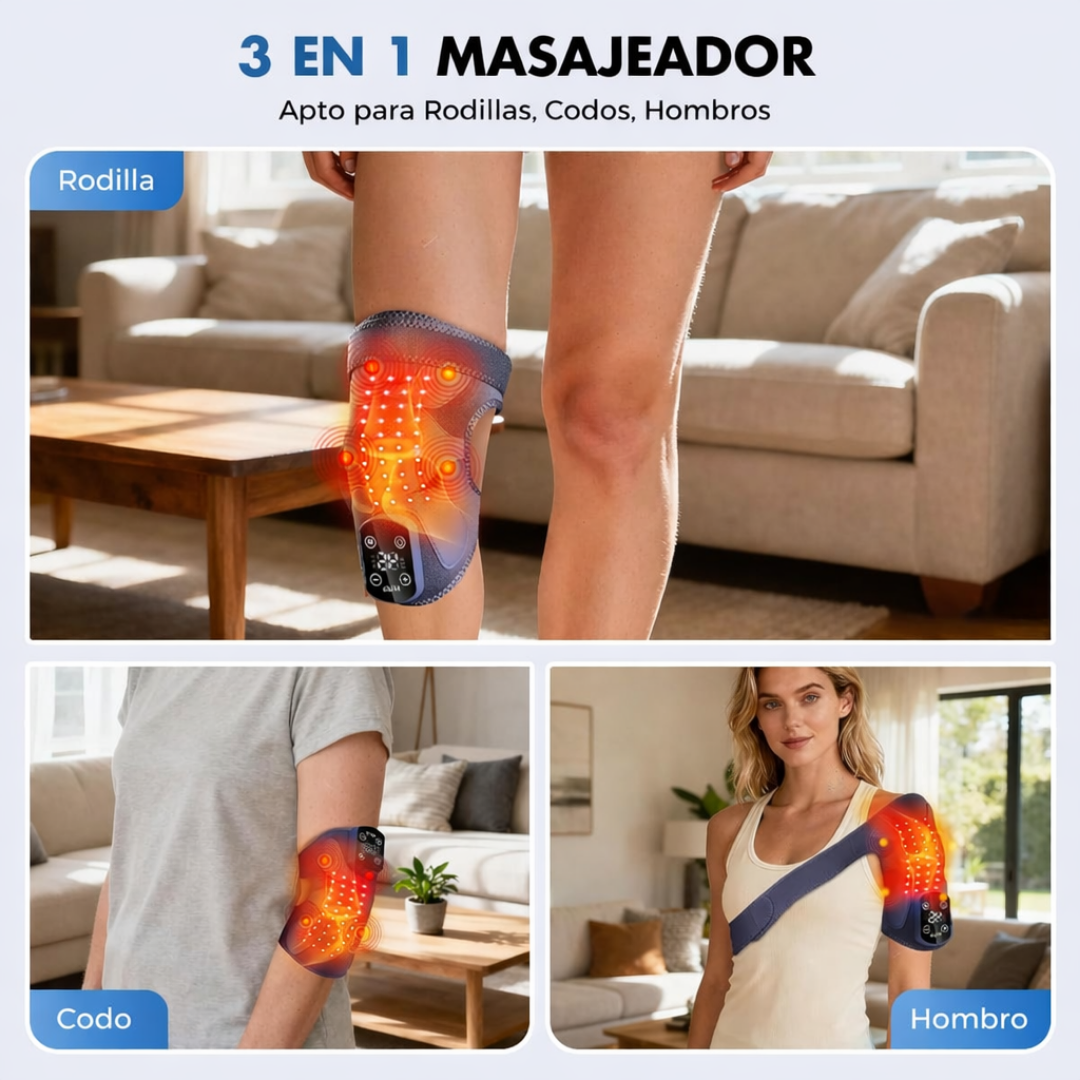 Masajeador de Rodilla 3 En 1 - Terapia De Luz Roja Con Masaje De Calor Y Vibración