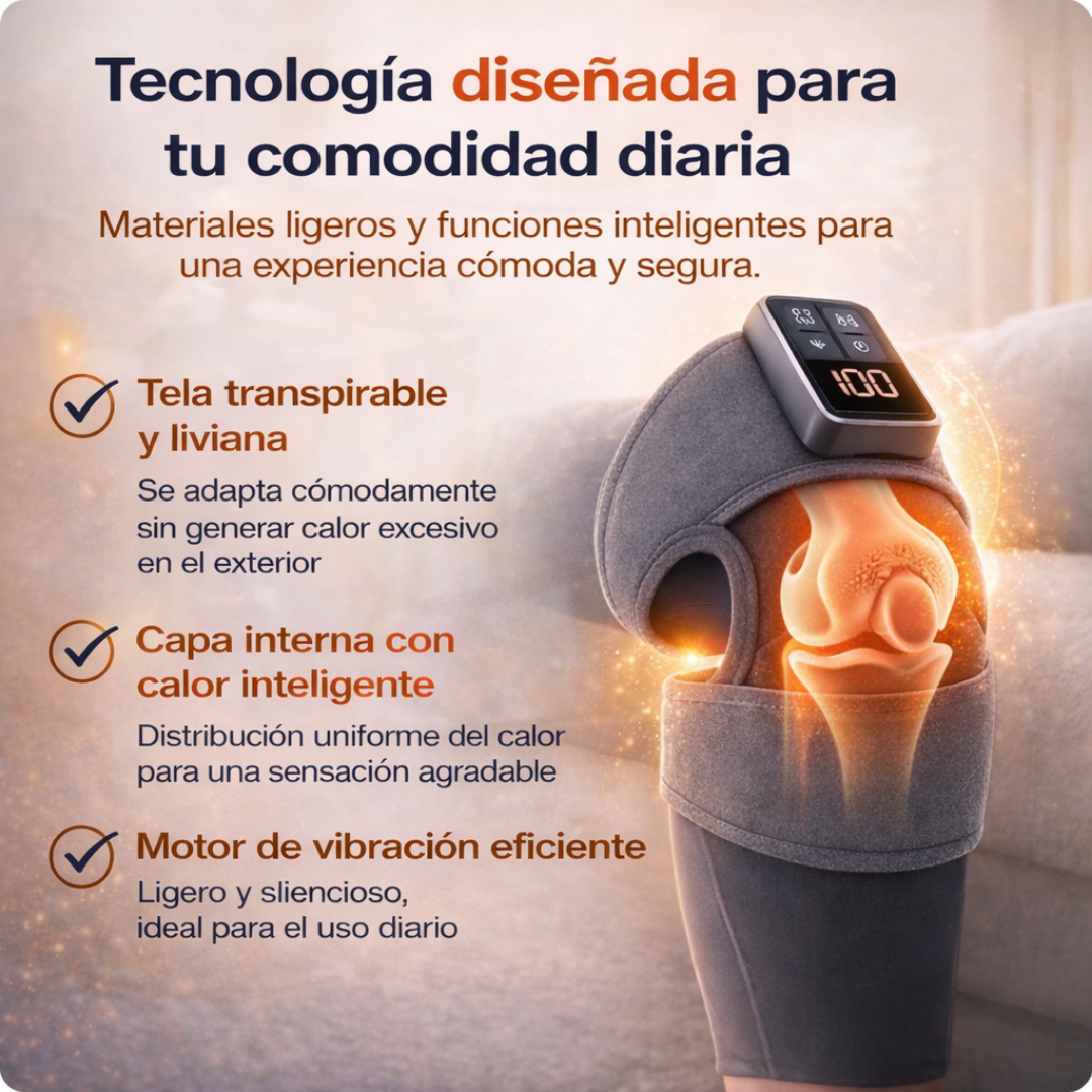 Masajeador de Rodilla 3 En 1 - Terapia De Luz Roja Con Masaje De Calor Y Vibración
